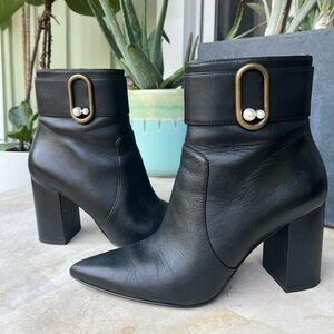 Nine West Black Reprite Pearl Embellished Booties Sz 6.5